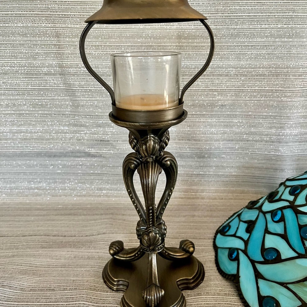 PartyLite Spring Water Candle Holder Lamp Tiffany Style Stained Glass - Picture 6 of 14
